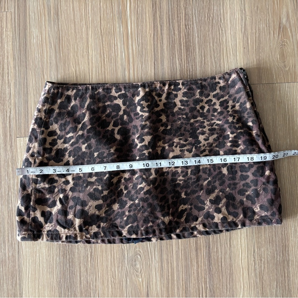 Abercrombie & Fitch Mini Skort Mid Rise Animal Leopard Print Denim Womens 6 Y2K - Picture 6 of 11